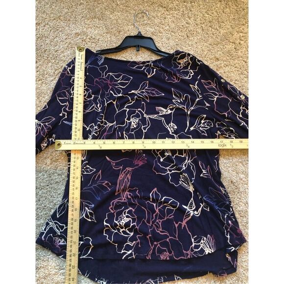 Apt.9 Women’s Purple Floral Design 3/4 Sleeve Blouse Size L - Picture 5 of 5